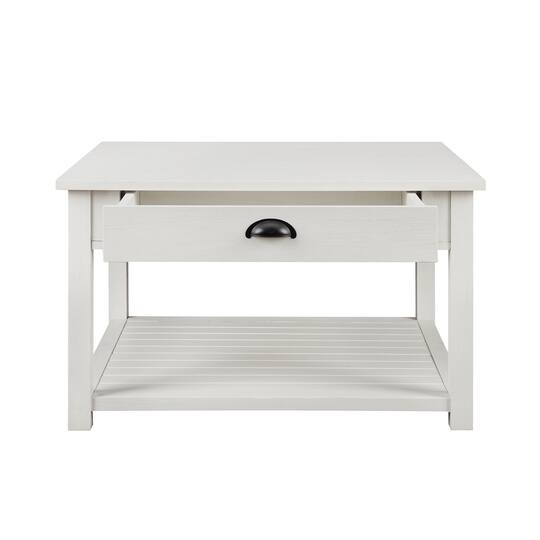 30" Brushed White Square Country Coffee Table